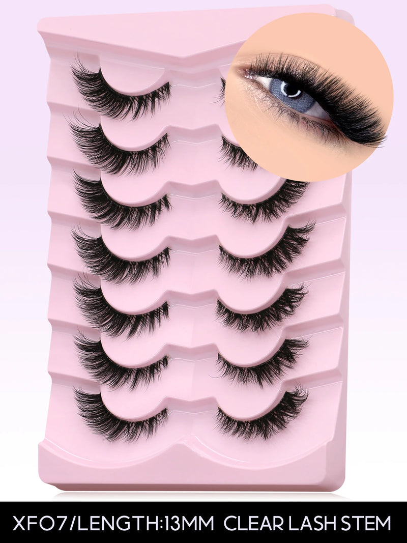 GROINNEYA Cat Eye Lashes Natural long Clear Band Lashes Winged End Eye Elongated Eyelashes Faux Mink Eyelashes Makeup