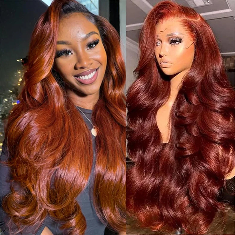 Reddish Brown Lace Front Wigs Human Hair 13x4 HD Body Wave Brown Lace Front Wigs Human Hair Pre Plucked with Baby Hair 180%