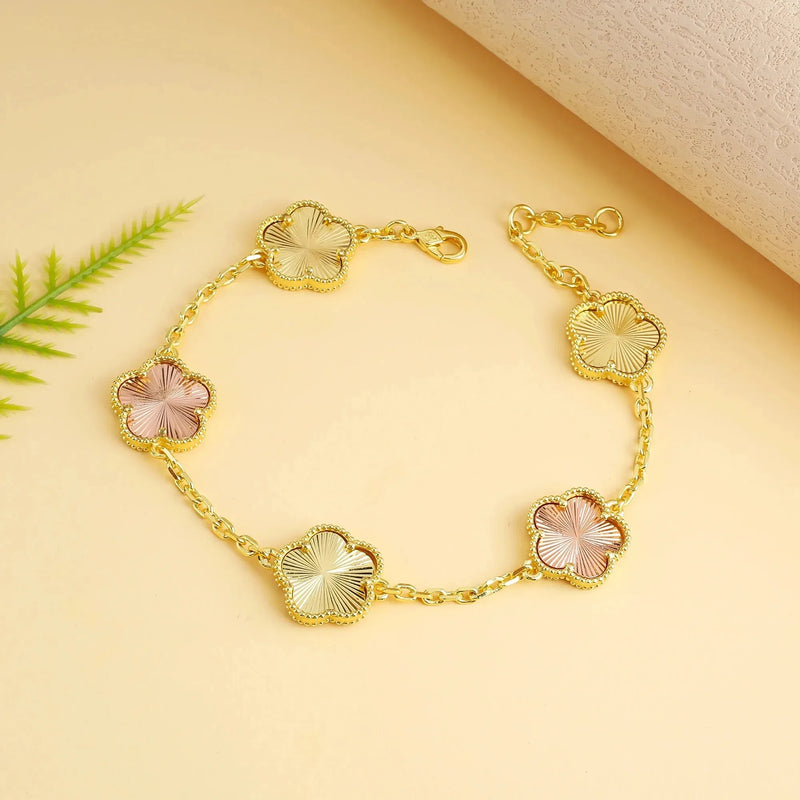 Classic simple fashion five-leaf flower pendant bracelet Natural stone clover pendant women's party daily wear jewelry