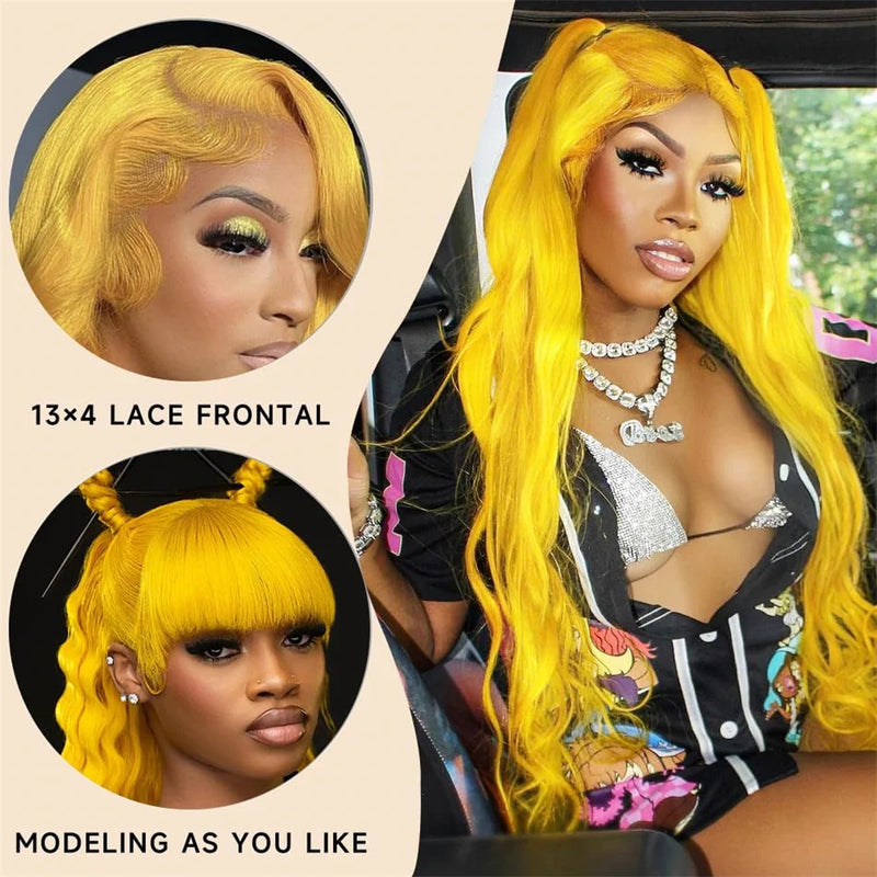 32Inch Light Yellow Lace Front Wig Human Hair 13x4 Raw Body Wave Transparent Lace 13x6 Wig 613 Colored Virgin Hair Wigs ForWomen