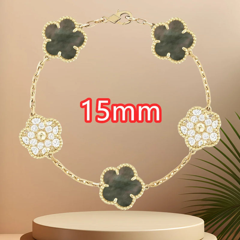 Classic simple fashion five-leaf flower pendant bracelet Natural stone clover pendant women's party daily wear jewelry