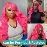 Pink Lace Front Human Hair Wigs Hd Straight 13x6 Lace Frontal Wig Pink Colored Human Hair Pre Plucked with Baby Hair 180 Density