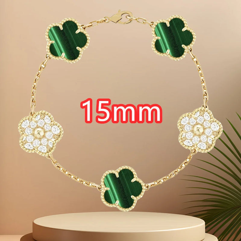 Classic simple fashion five-leaf flower pendant bracelet Natural stone clover pendant women's party daily wear jewelry