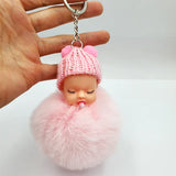 Cute Sleeping Baby Fluffy Pompom Plush Doll Hanging Pendant Key Ring Keychain Pendant Key Ring Keychain Pendant Key Ring Keychai