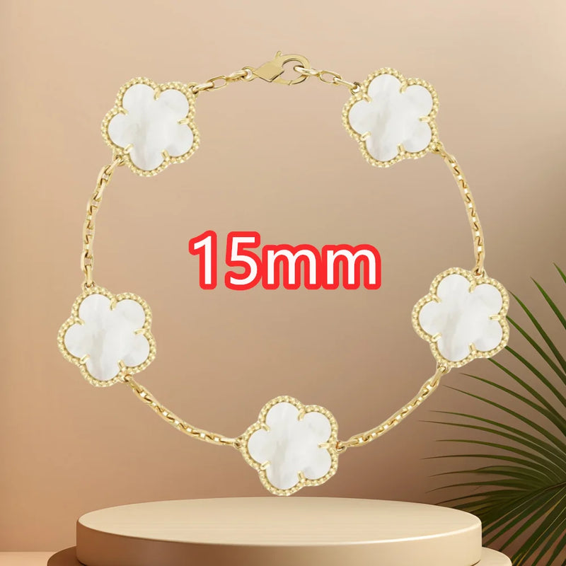 Classic simple fashion five-leaf flower pendant bracelet Natural stone clover pendant women's party daily wear jewelry