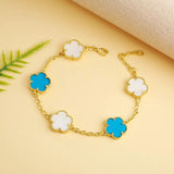 Classic simple fashion five-leaf flower pendant bracelet Natural stone clover pendant women's party daily wear jewelry