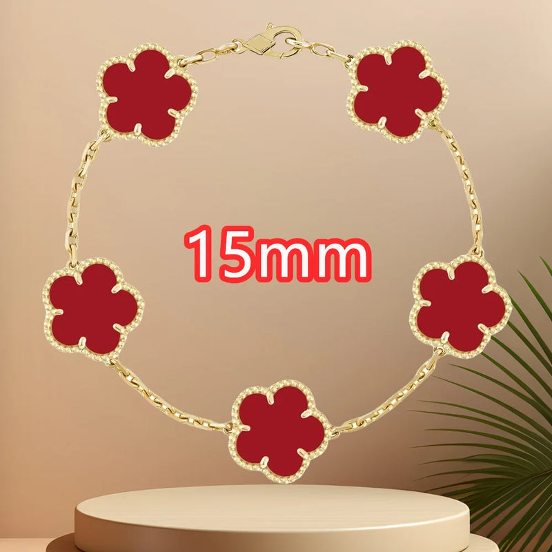 Classic simple fashion five-leaf flower pendant bracelet Natural stone clover pendant women's party daily wear jewelry