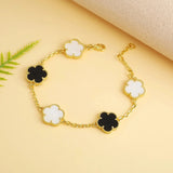 Classic simple fashion five-leaf flower pendant bracelet Natural stone clover pendant women's party daily wear jewelry