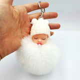 Cute Sleeping Baby Fluffy Pompom Plush Doll Hanging Pendant Key Ring Keychain Pendant Key Ring Keychain Pendant Key Ring Keychai