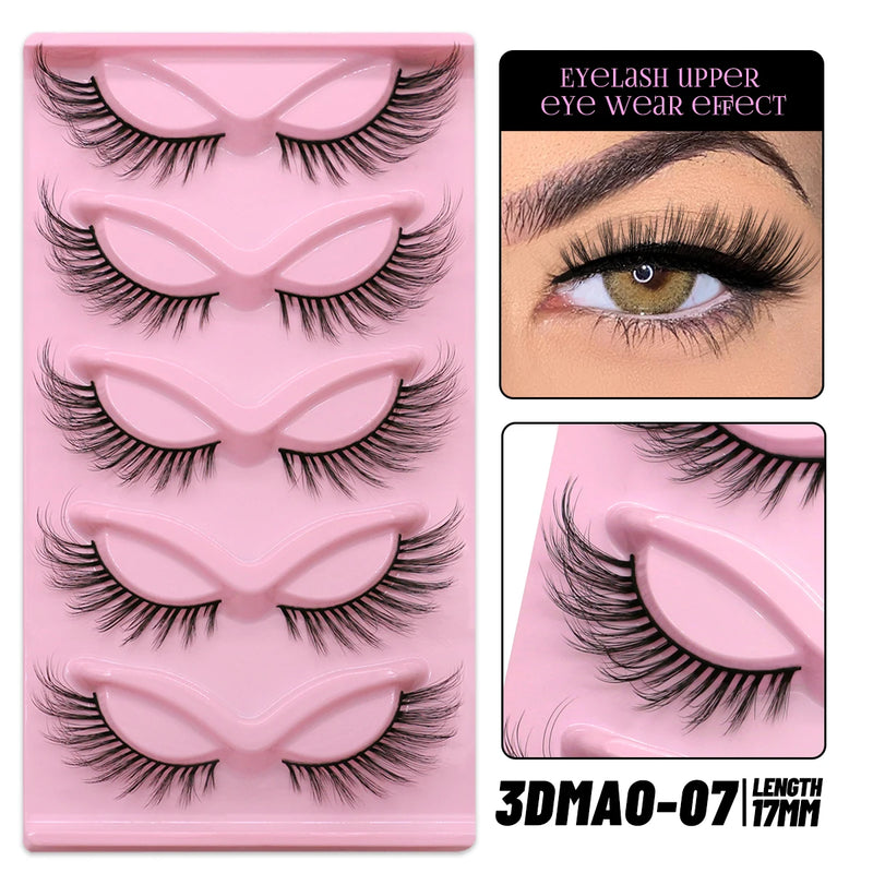 GROINNEYA Cat Eye Lashes Natural long Clear Band Lashes Winged End Eye Elongated Eyelashes Faux Mink Eyelashes Makeup