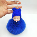 Cute Sleeping Baby Fluffy Pompom Plush Doll Hanging Pendant Key Ring Keychain Pendant Key Ring Keychain Pendant Key Ring Keychai