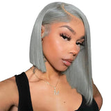 Silvery Gray Bob Wig 13x4 Lace Front Human Hair Wigs For Women Transparent Lace Frontal Wig Brazilian Bob Hair Wigs Preplucked