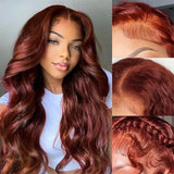 Reddish Brown Lace Front Wigs Human Hair 13x4 HD Body Wave Brown Lace Front Wigs Human Hair Pre Plucked with Baby Hair 180%