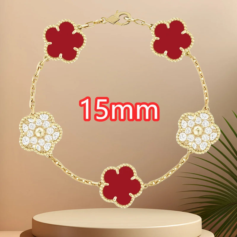 Classic simple fashion five-leaf flower pendant bracelet Natural stone clover pendant women's party daily wear jewelry