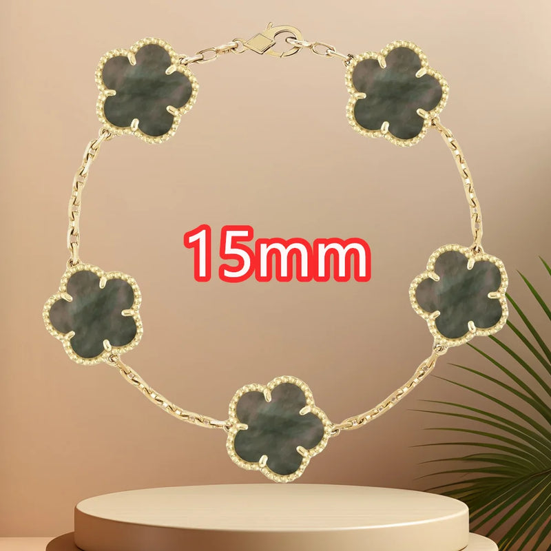 Classic simple fashion five-leaf flower pendant bracelet Natural stone clover pendant women's party daily wear jewelry