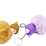 Cute Sleeping Baby Fluffy Pompom Plush Doll Hanging Pendant Key Ring Keychain Pendant Key Ring Keychain Pendant Key Ring Keychai