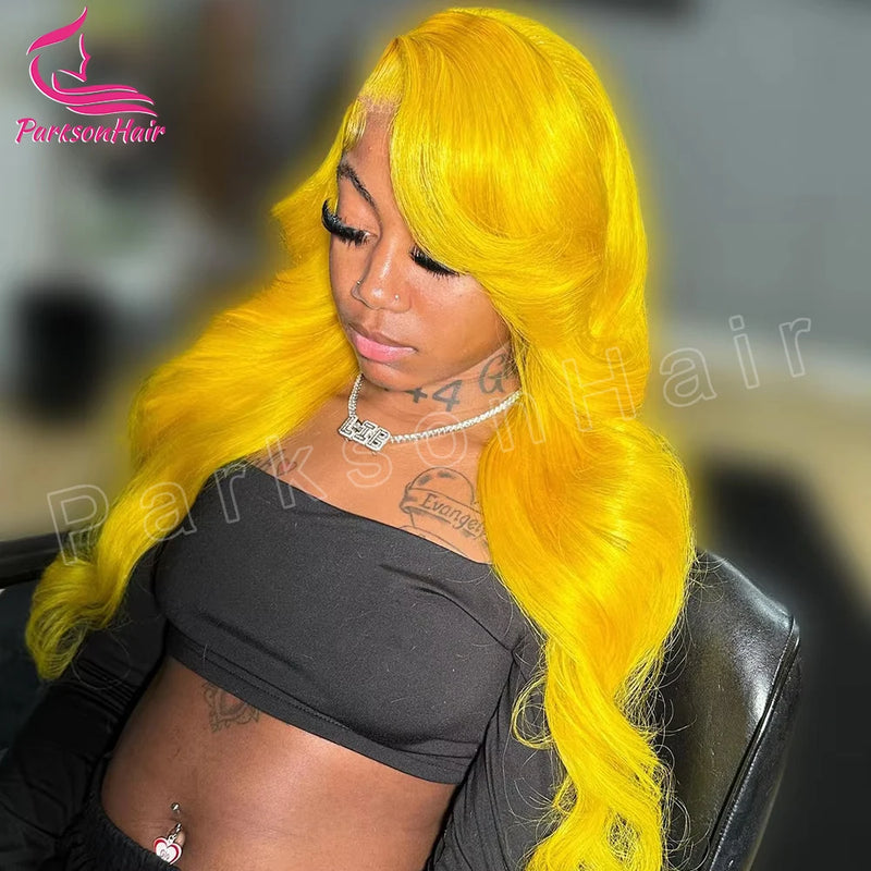 Yellow Transparent 13x6 13x4 Lace Front Wig Body Wave 250 Density Remy Human Hair Wig Colored 613 Wigs For Women T Part Lace Wig