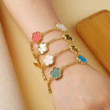 Classic simple fashion five-leaf flower pendant bracelet Natural stone clover pendant women's party daily wear jewelry