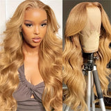 Transparent Honey Blonde Lace Front Wigs 27# Colored Straight Lace Front Human Hair Wigs 32 Inch Body Wave Human Hair Wigs