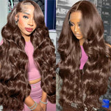 Reddish Brown Lace Front Wigs Human Hair 13x4 HD Body Wave Brown Lace Front Wigs Human Hair Pre Plucked with Baby Hair 180%