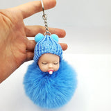 Cute Sleeping Baby Fluffy Pompom Plush Doll Hanging Pendant Key Ring Keychain Pendant Key Ring Keychain Pendant Key Ring Keychai