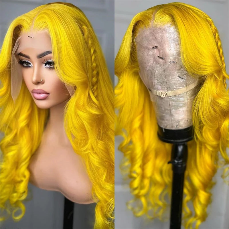 32Inch Light Yellow Lace Front Wig Human Hair 13x4 Raw Body Wave Transparent Lace 13x6 Wig 613 Colored Virgin Hair Wigs ForWomen