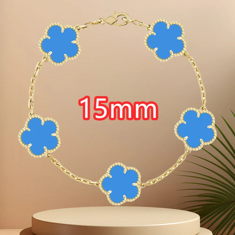 Classic simple fashion five-leaf flower pendant bracelet Natural stone clover pendant women's party daily wear jewelry