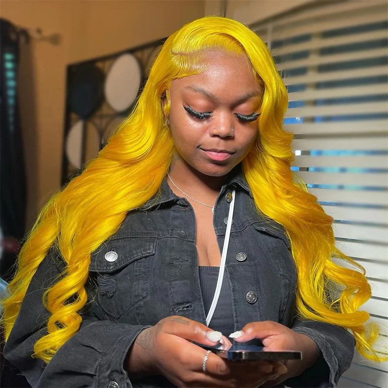 32Inch Light Yellow Lace Front Wig Human Hair 13x4 Raw Body Wave Transparent Lace 13x6 Wig 613 Colored Virgin Hair Wigs ForWomen