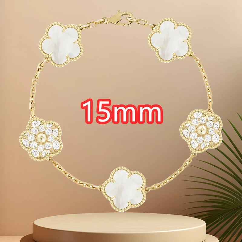 Classic simple fashion five-leaf flower pendant bracelet Natural stone clover pendant women's party daily wear jewelry