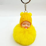 Cute Sleeping Baby Fluffy Pompom Plush Doll Hanging Pendant Key Ring Keychain Pendant Key Ring Keychain Pendant Key Ring Keychai