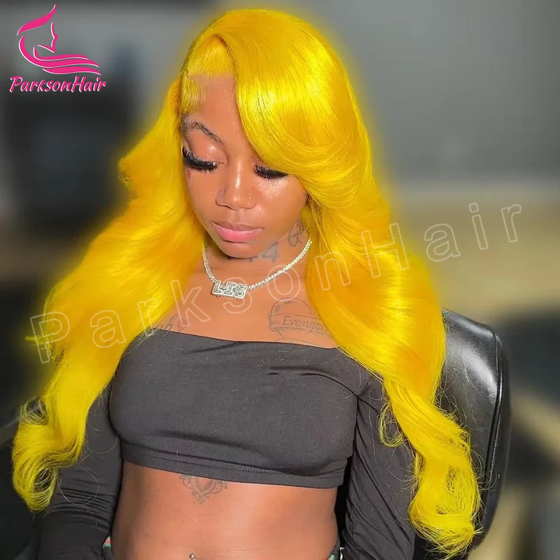 Yellow Transparent 13x6 13x4 Lace Front Wig Body Wave 250 Density Remy Human Hair Wig Colored 613 Wigs For Women T Part Lace Wig