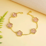 Classic simple fashion five-leaf flower pendant bracelet Natural stone clover pendant women's party daily wear jewelry