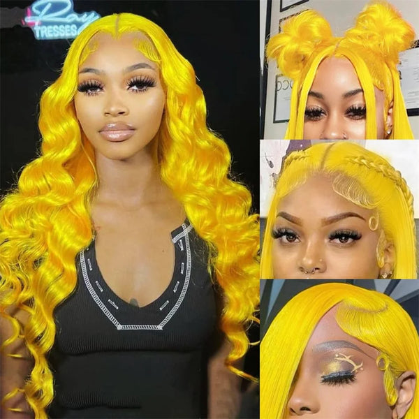 32Inch Light Yellow Lace Front Wig Human Hair 13x4 Raw Body Wave Transparent Lace 13x6 Wig 613 Colored Virgin Hair Wigs ForWomen