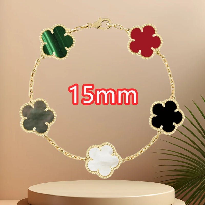 Classic simple fashion five-leaf flower pendant bracelet Natural stone clover pendant women's party daily wear jewelry